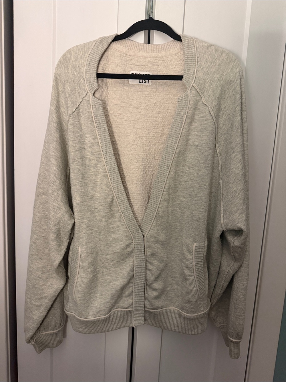 BUCKETLIST Cream Open-Front Knit Oversizes Cardigan
